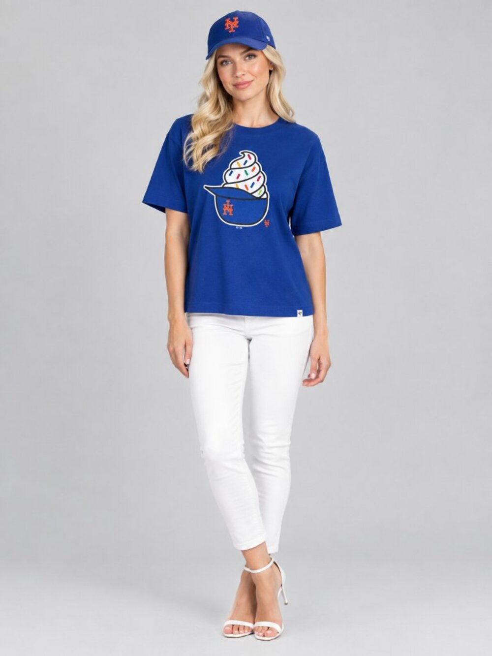 2/$30 47 MLB New York Mets Ice Cream Helmet Franklin T-Shirt Royal Blue #A4486
